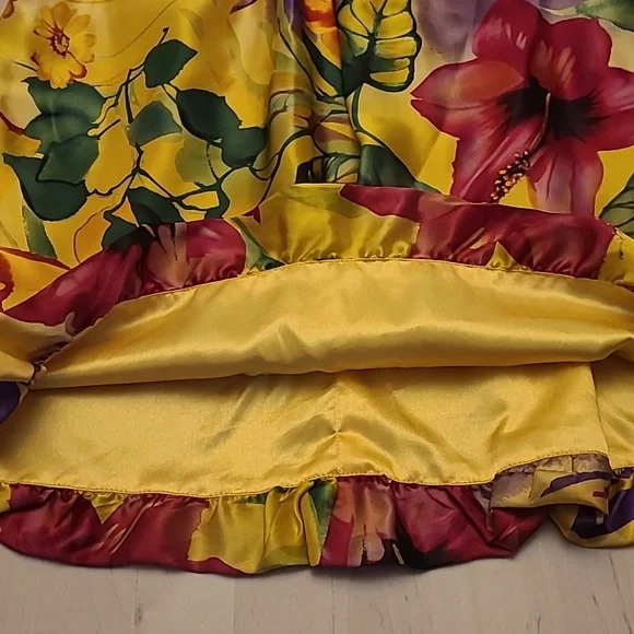 LIKE NEW Y2K Cache 100% Silk Floral Print Balloon Hem Strapless Dress - Picture 6 of 16